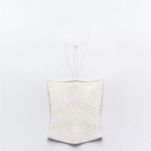 Zara Cream Knit Halter Camisole Top